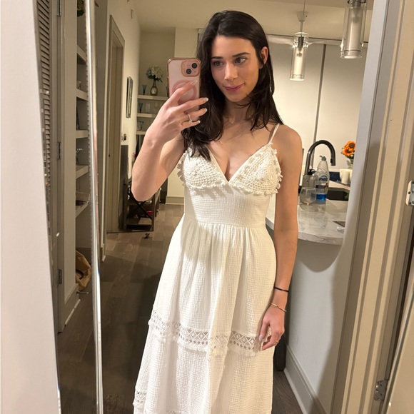 Petite Studio Dresses & Skirts - Petite Studio White Lace-Trim Maxi Dress